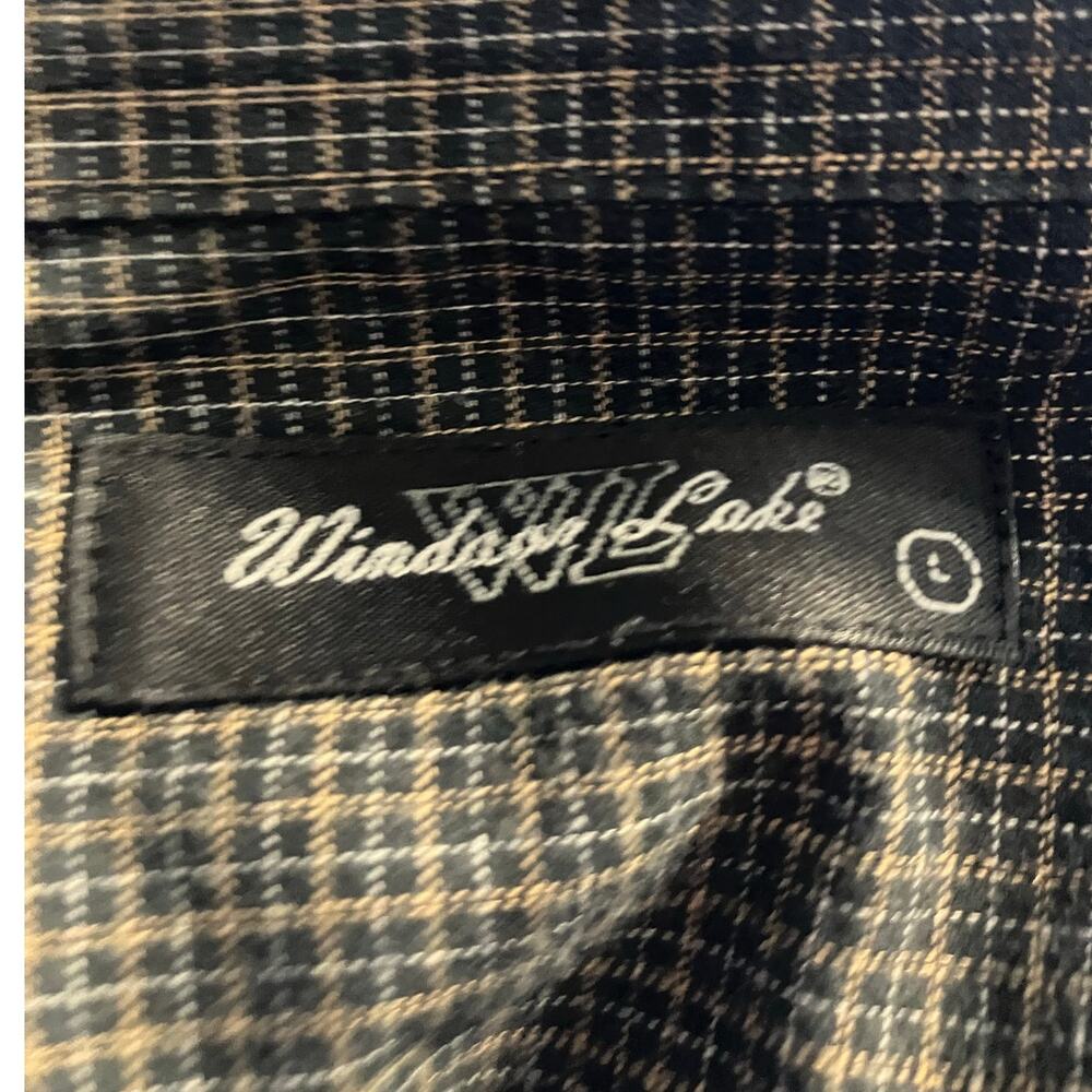 Windsor Lake Men's Cotton Woven Plaid Button-Up Long Sleeve Casual Shirt SZ L - Picture 6 of 8